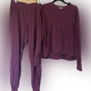Sundry Sweatsuit Loungewear Sweatshirt + Sweatpants Plum Evereve Size 2
